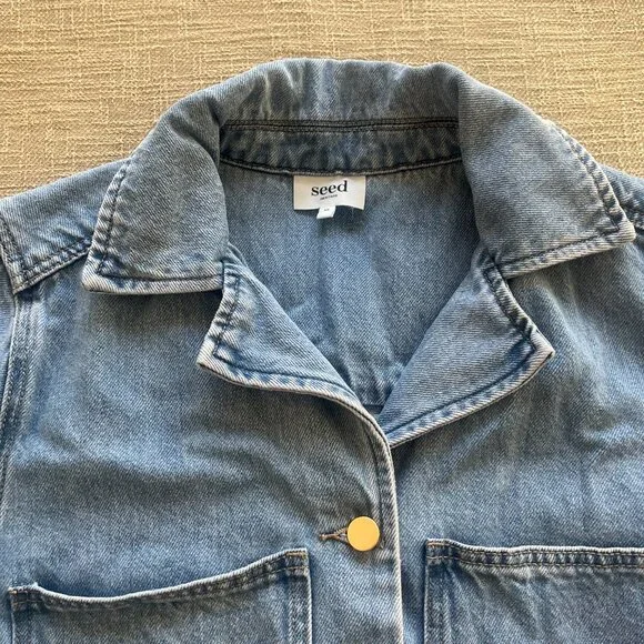 Seed Heritage Denim Button Through Mini Dress (AUS 10/US 6) - Picture 5 of 12